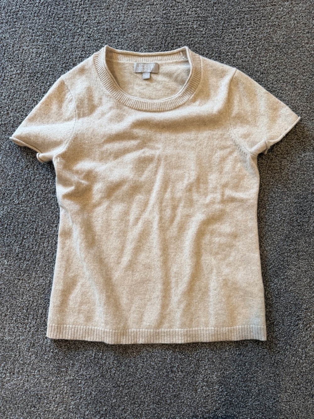 J. Crew Short Sleeve Knit Tee in Light Beige